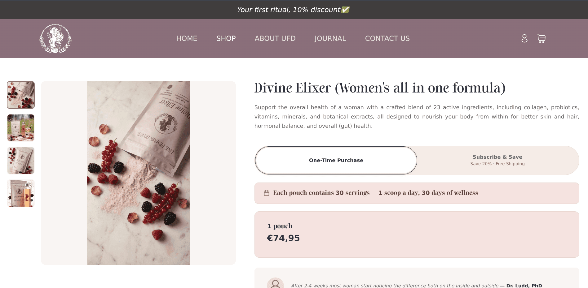Une Femme Divine website preview